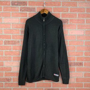 Vintage DIESEL Men's Black Full Zip Ribbed Sweater Knit Jacket